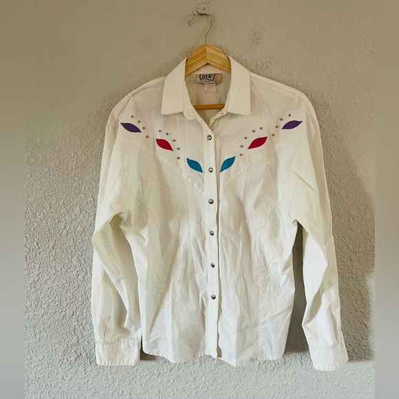 Vintage Button up Circle T Western Long Sleeve Top - Picture 12 of 12